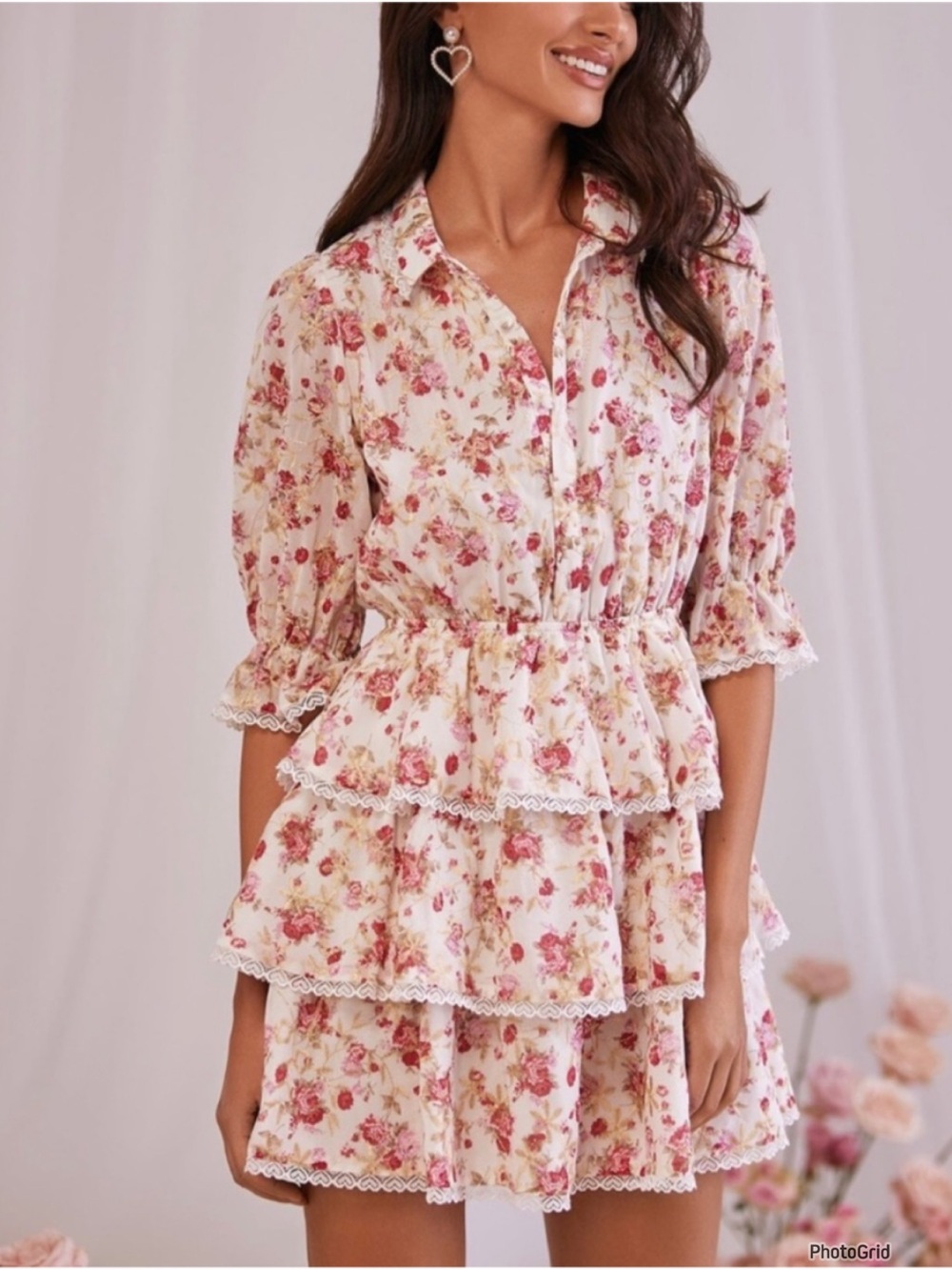 Alamour The Label Meredith Floral Ruffle Mini Dress XL New Tags